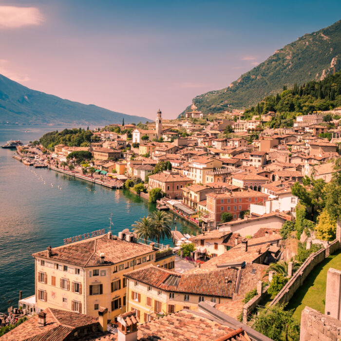 Panorama of Limone sul Garda, lake Garda, Italy.